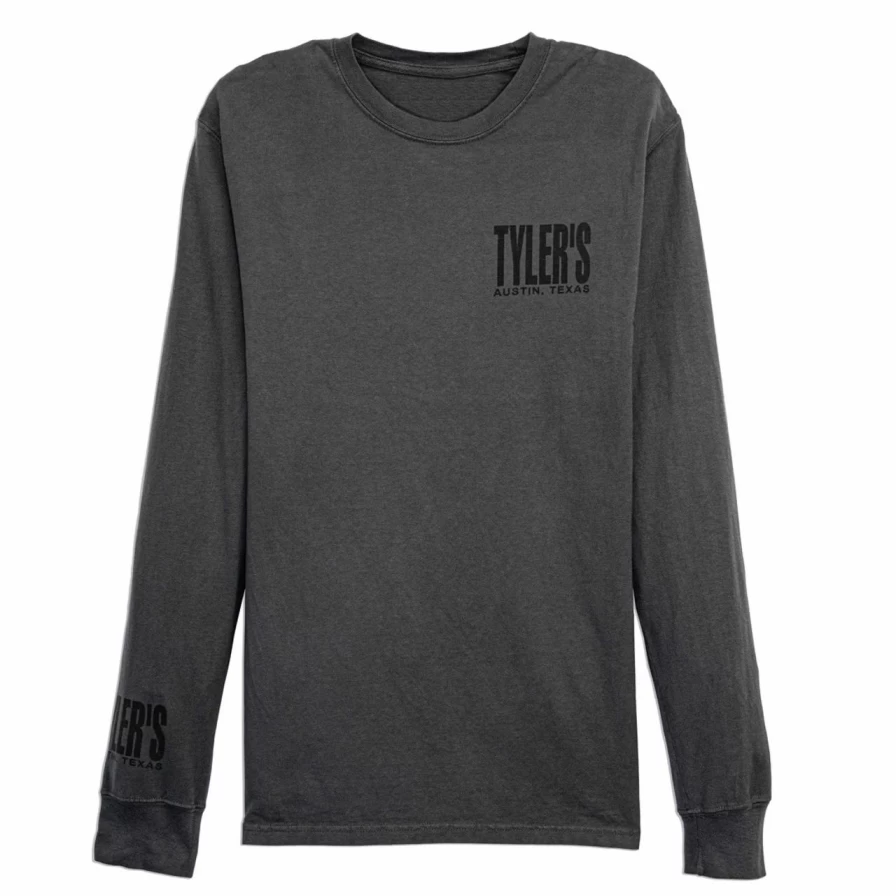Tyler's Long Sleeve Railroad Black Comfort Color Tee Austin - Stylish Casual Shirt for Men