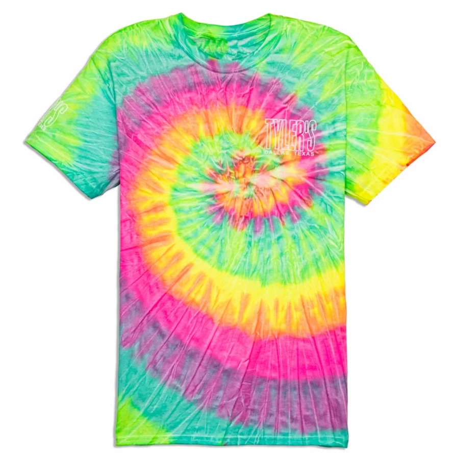 "Minty Rainbow and White Outline Graphic Tee by Tyler's Dallas - Stylish Casual T-Shirt"