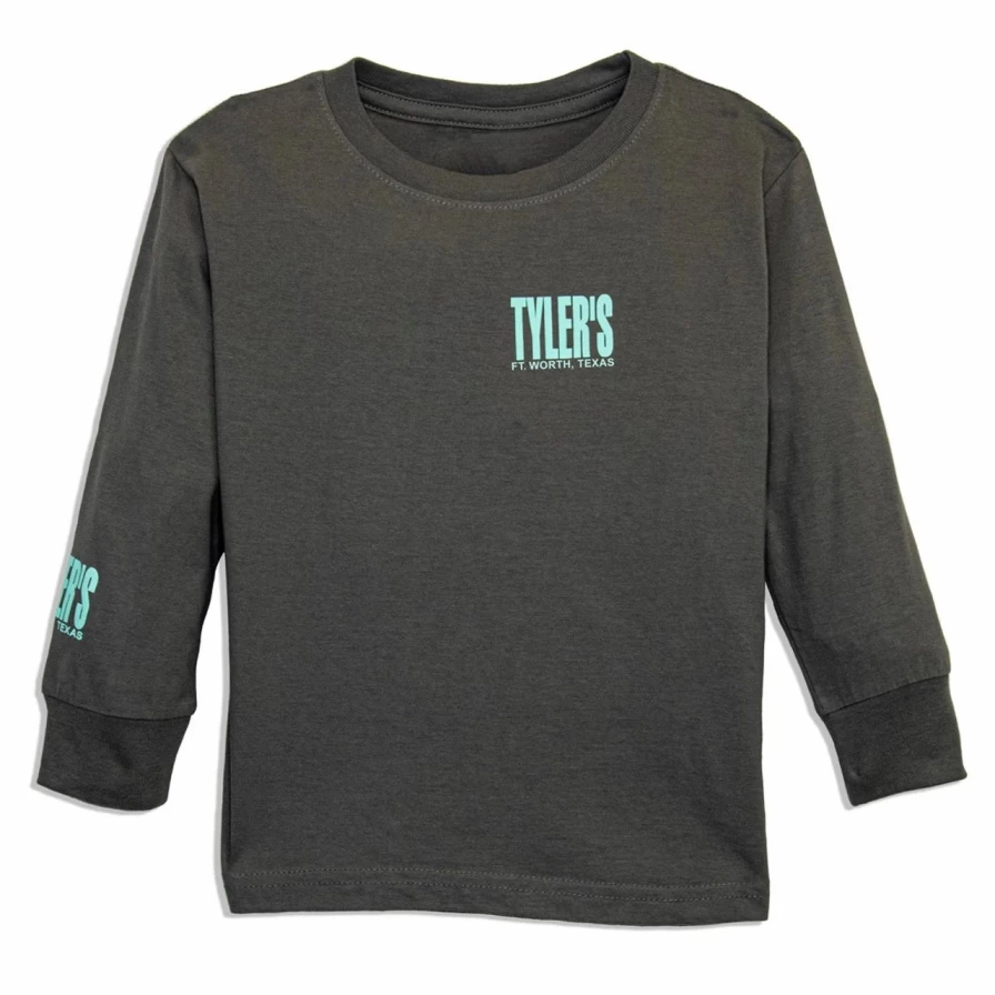 "Toddler's Charcoal and Mint Long Sleeve T-Shirt for Boys and Girls"