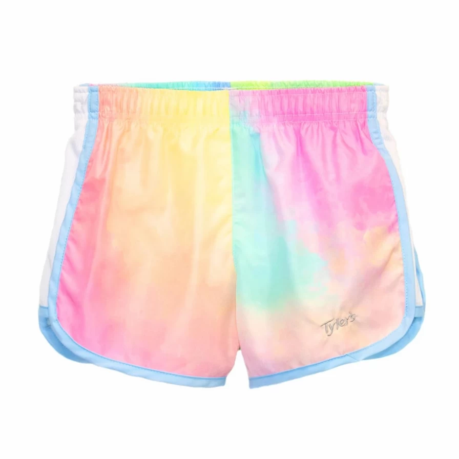 Pastel Cloud Print Girls' Racer Shorts - Soft Running Shorts for Kids