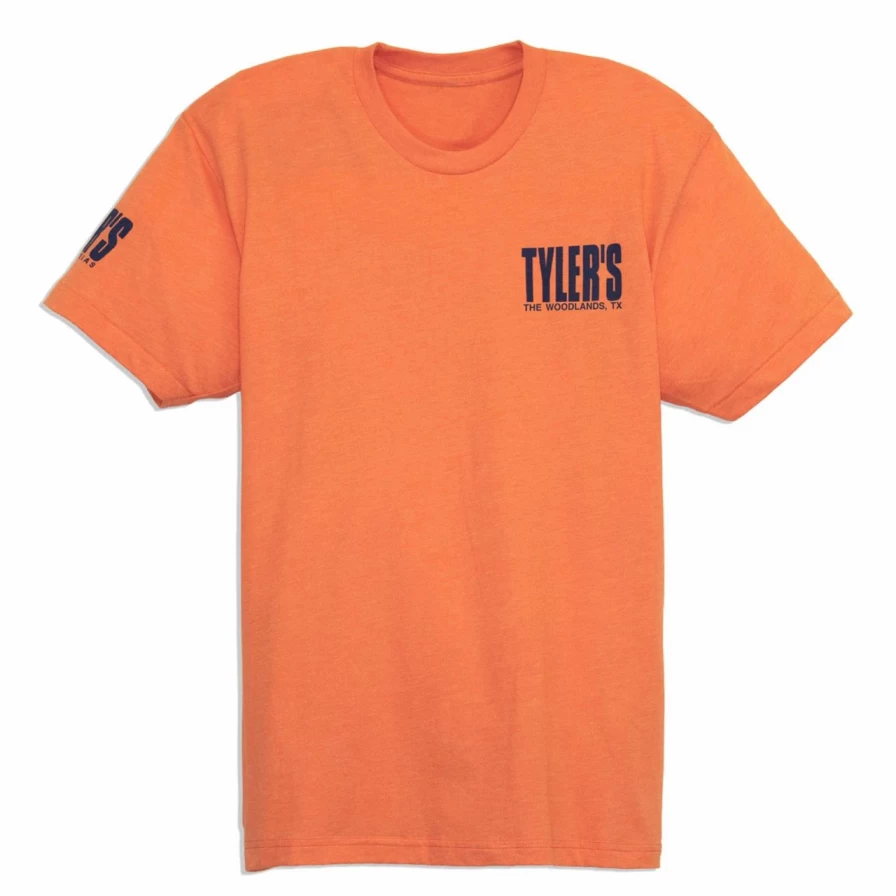 * Men's Orange/Navy/White Striped Track Tee - Casual Short Sleeve Athletic Top