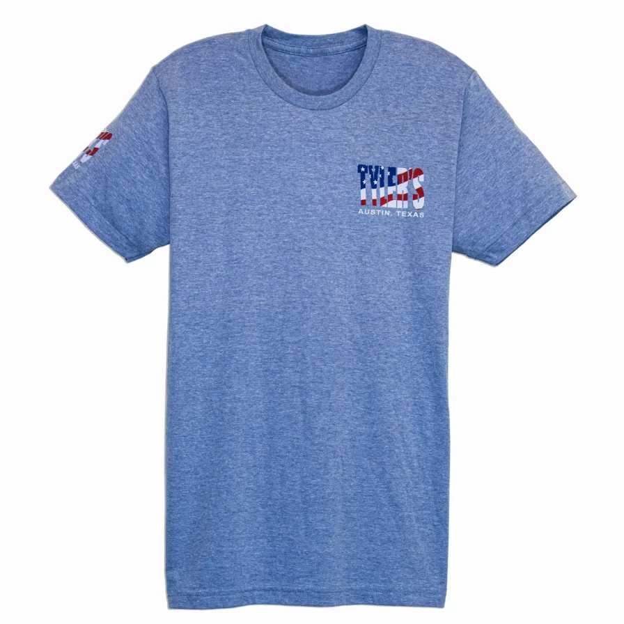 "Tyler's Track Tee Austin - Royal Blue & American Flag Print T-Shirt"