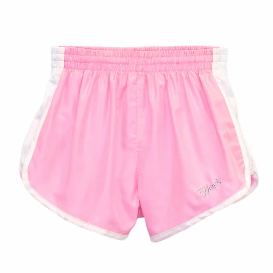 "Baby Girls' Pink & White Racer Shorts - Comfortable Athletic Shorts for Toddlers"