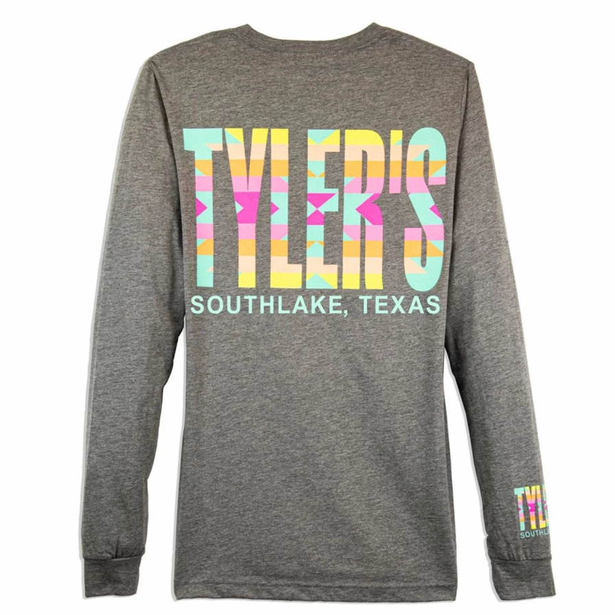Pastel Aztec Long Sleeve T-Shirt for Men - Southlake Graphic Printed Top