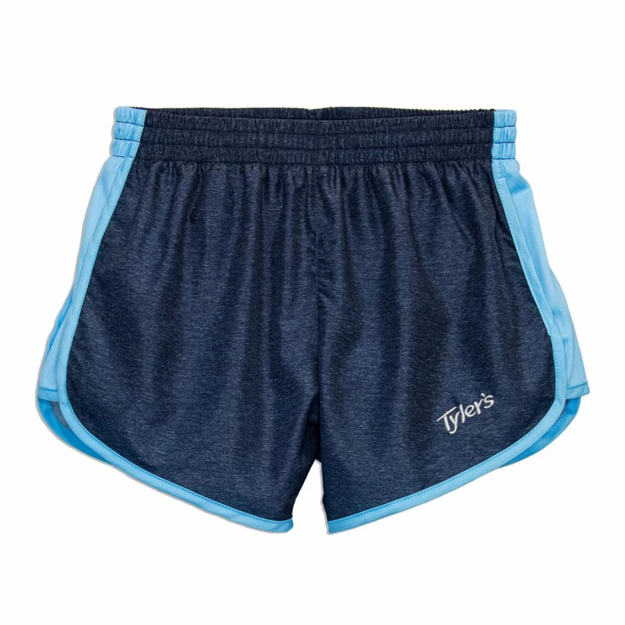 Women's Heather Racer Shorts in Navy and Light Blue - Comfortable Athletic Shorts for Running and Workouts
