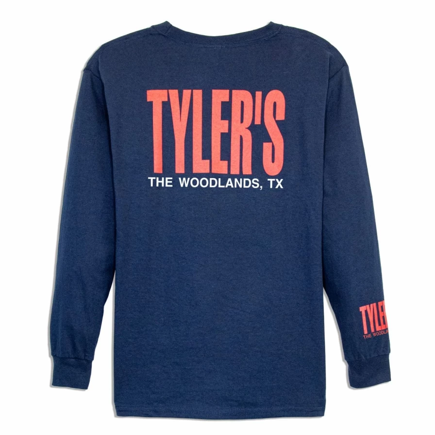 Kids' Navy Red White Striped Long Sleeve T-Shirt - The Woodlands Graphic Tee