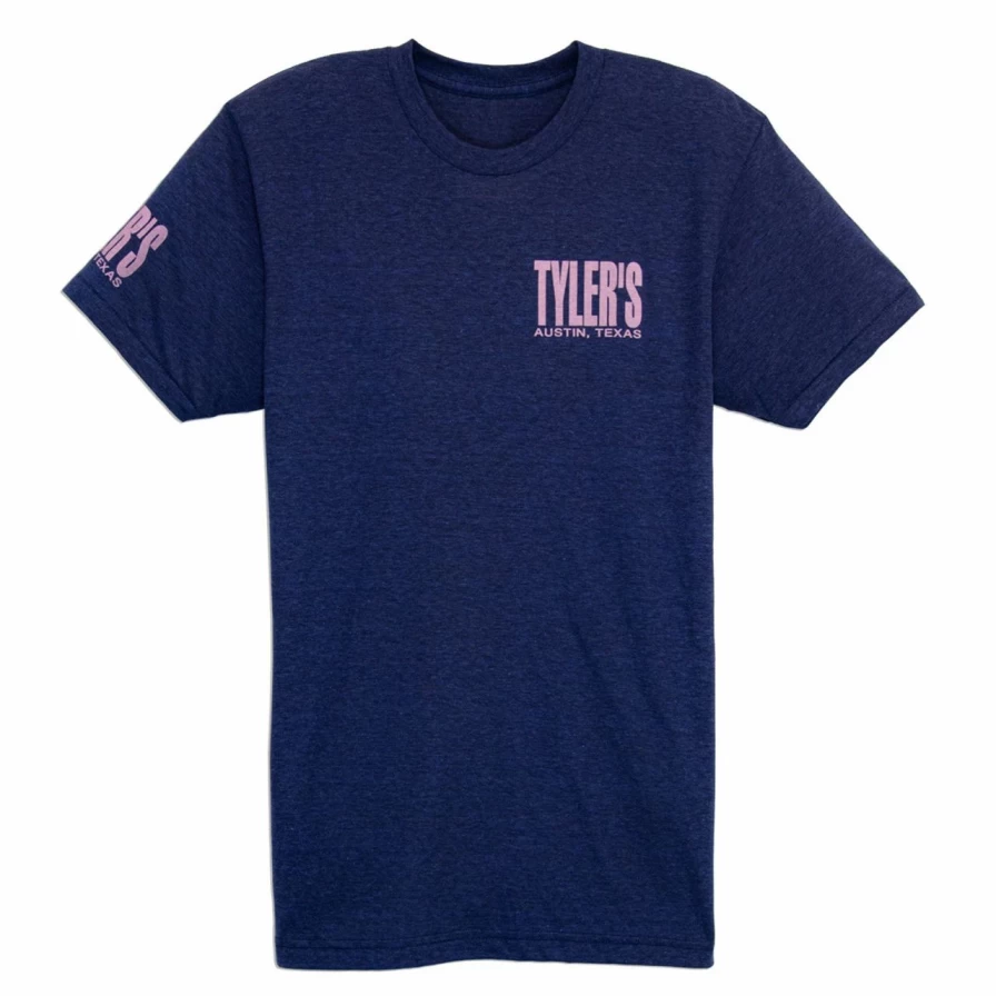 Men's Navy & Pink Track Tee - Stylish Austin Graphic T-Shirt for Casual Wear