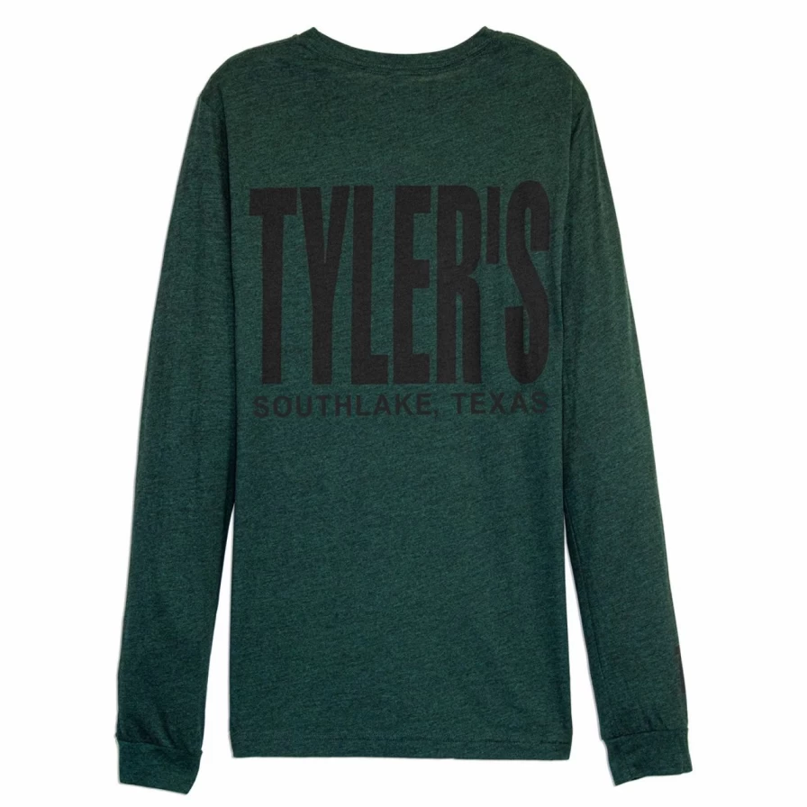 Emerald Green and Black Long Sleeve Crewneck Track Tee by Tyler's Southlake
