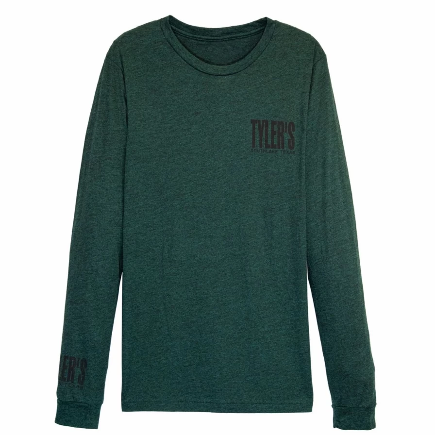 Emerald Green and Black Long Sleeve Crewneck Track Tee by Tyler's Southlake