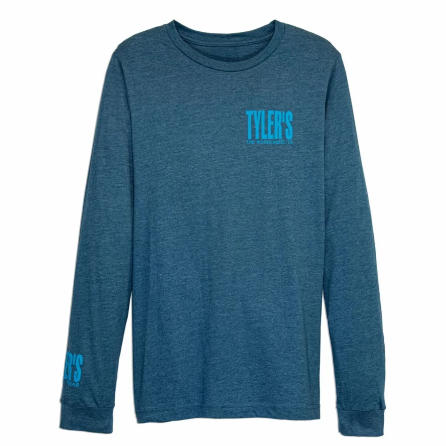Men's Heather Deep Teal Long Sleeve Crewneck Track Tee - Casual Athletic Top