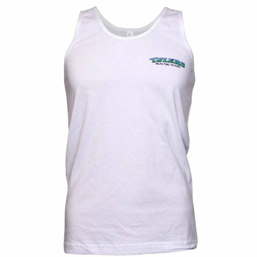 "Vintage Austin Woody Wagon Graphic White Tank Top - Retro Style Sleeveless Shirt"