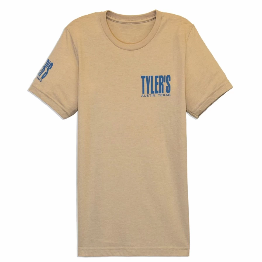 "Heather Tan and Dusty Blue Track Tee by Tyler's - Austin Casual Comfort Fit"