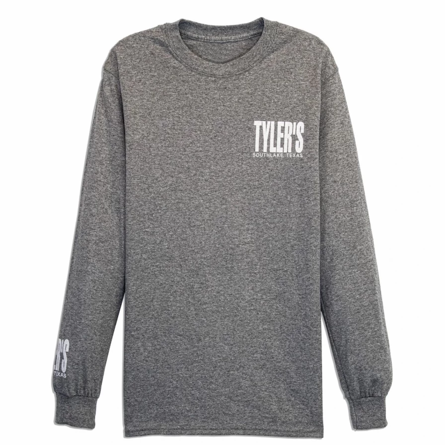 Men's Graphite Heather & White Long Sleeve Tee - Southlake Collection - Comfortable Casual Shirt