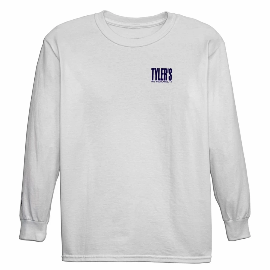 Kids' White and Navy Blue Long Sleeve T-Shirt - Comfortable Cotton Tee for Boys and Girls