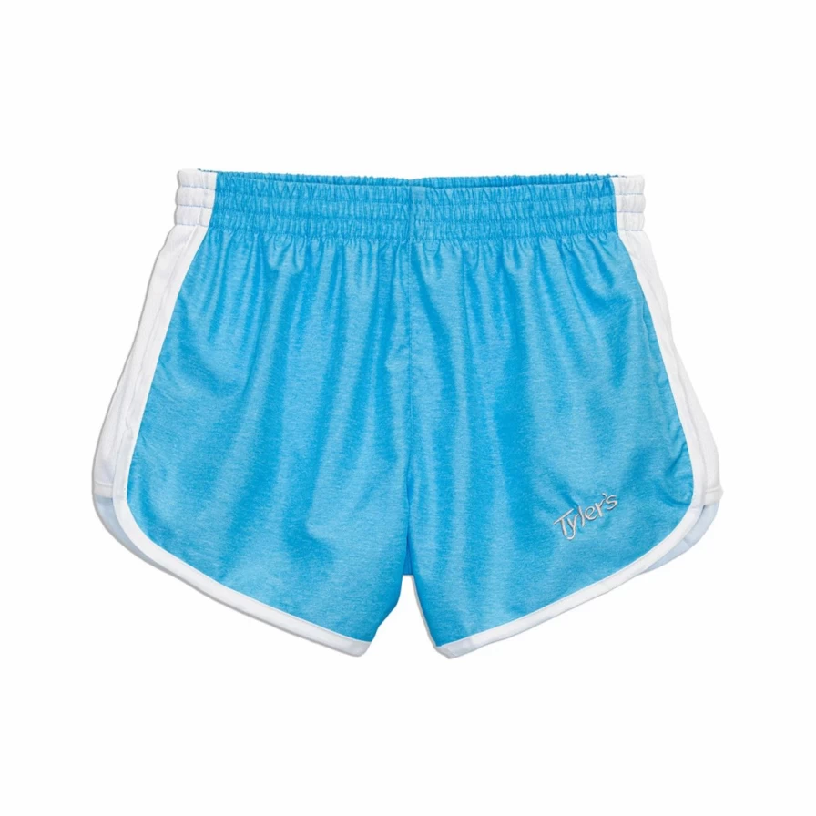 "Girls' Heather Racer Shorts in Turquoise and White | Comfortable Athletic Style"