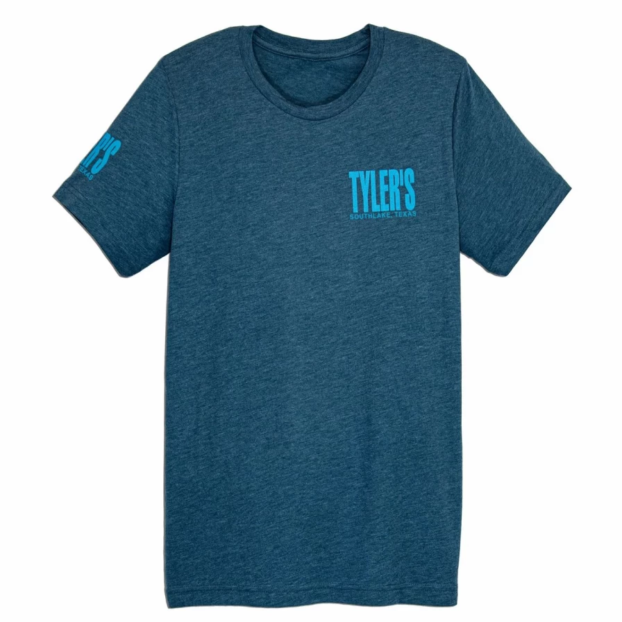 Men's Steel Blue & Turquoise Graphic Track Tee - Southlake Vintage Style Short Sleeve T-Shirt