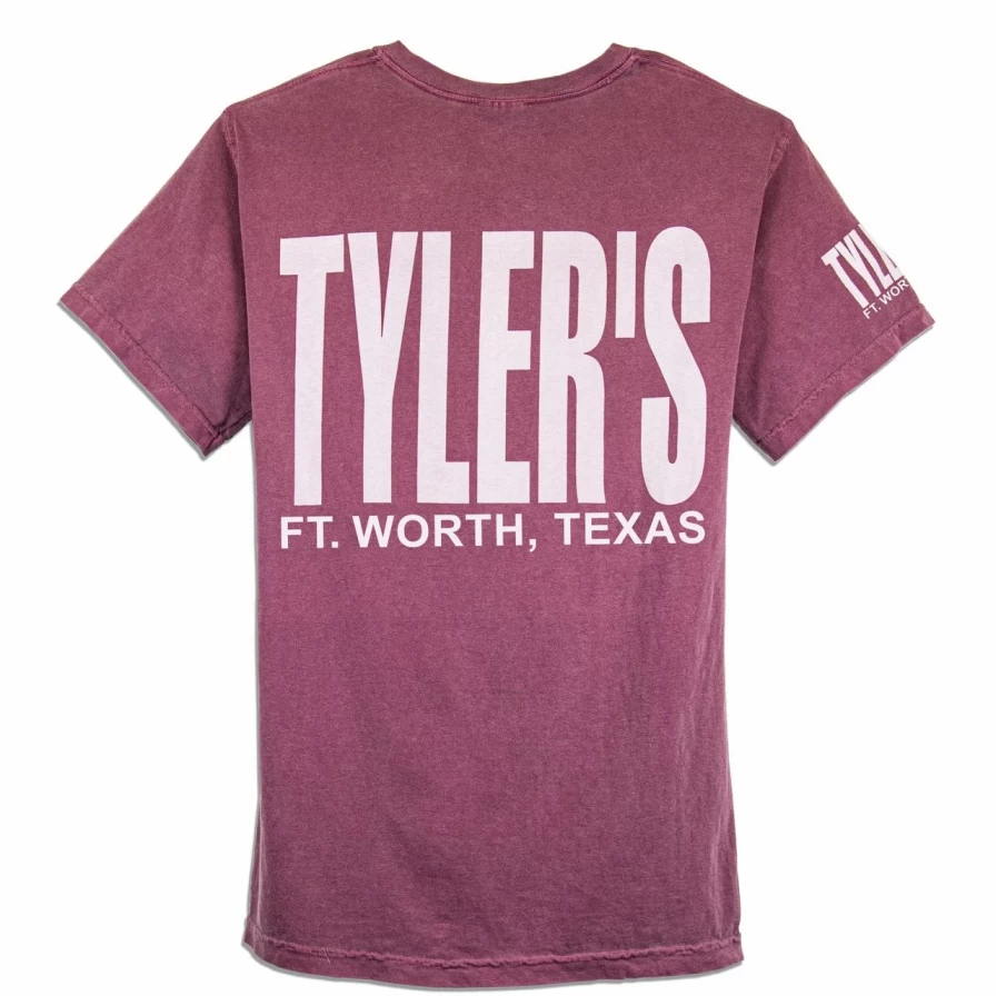 "Tyler's Comfort Color Pocket T-Shirt in Berry/White | Soft Vintage Style Tee"