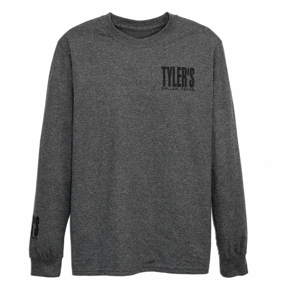 Men's Long Sleeve Dark Heather & Black T-Shirt - Dallas Style Casual Tee