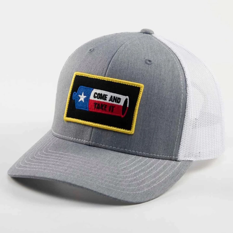 "Grey Come And Take It Embroidered Patch Trucker Snapback Hat"