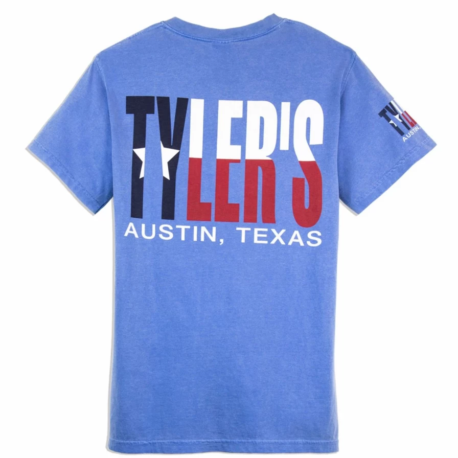 "Comfort Colors Vintage Washed Blue Texas Flag Pocket T-Shirt - Austin Graphic Tee"