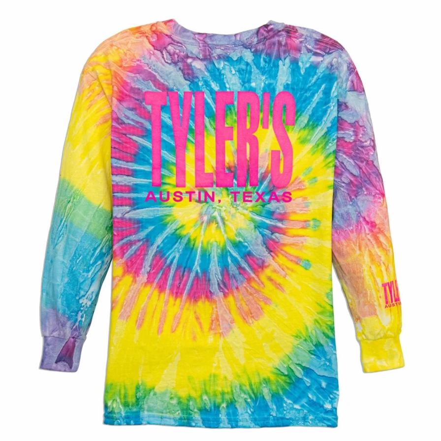 Kids' Tie-Dye Long Sleeve T-Shirt with Saturn and Heliconia Print - Austin Style