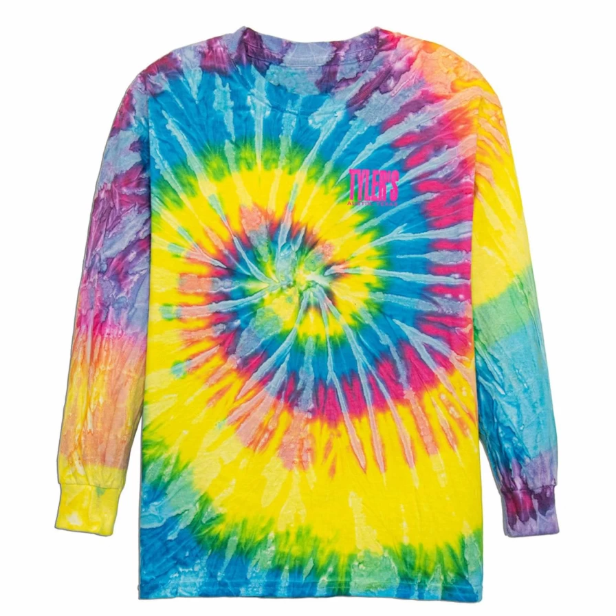 Kids' Tie-Dye Long Sleeve T-Shirt with Saturn and Heliconia Print - Austin Style