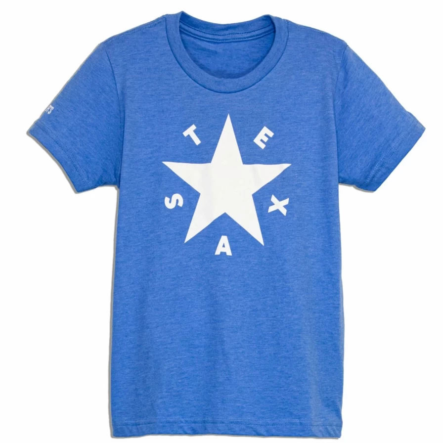 Kids' Texas Star Graphic T-Shirt in Heather Blue & White - Comfortable Cotton Tee for Boys & Girls