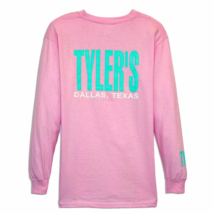 Kids' Pink and Mint Long Sleeve T-Shirt with Dallas Print - Comfortable Cotton Tee for Boys and Girls