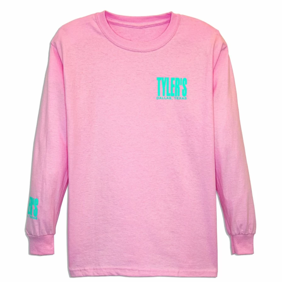 Kids' Pink and Mint Long Sleeve T-Shirt with Dallas Print - Comfortable Cotton Tee for Boys and Girls