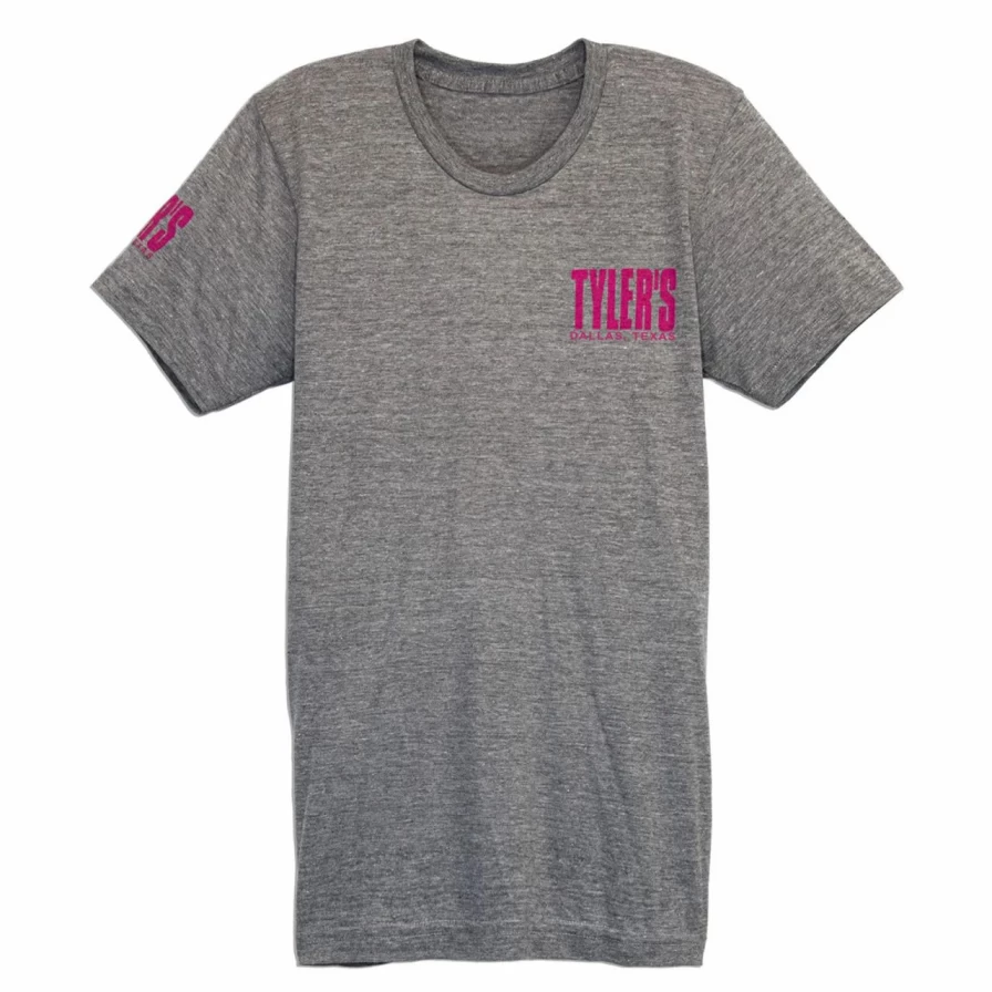 "Heather Grey Pink Yellow Track Tee Dallas by Tyler's - Comfortable Casual T-Shirt"