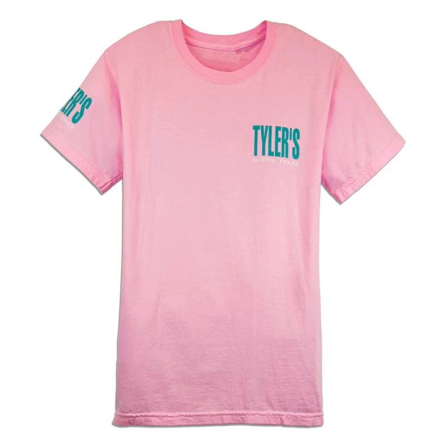 "Vintage Comfort Color Tee Soft Cotton T-Shirt in Blossom Pink and Teal"