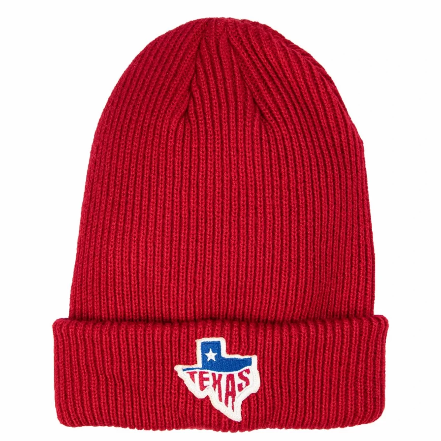 Vintage Red Texas Beanie - Classic Retro Style Winter Hat for Men & Women