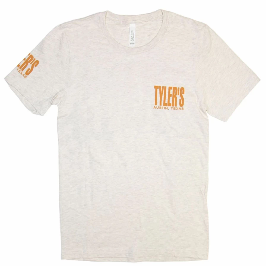 "Tyler's Heather Natural & Gold Track Tee – Comfortable Casual T-Shirt for Men"
