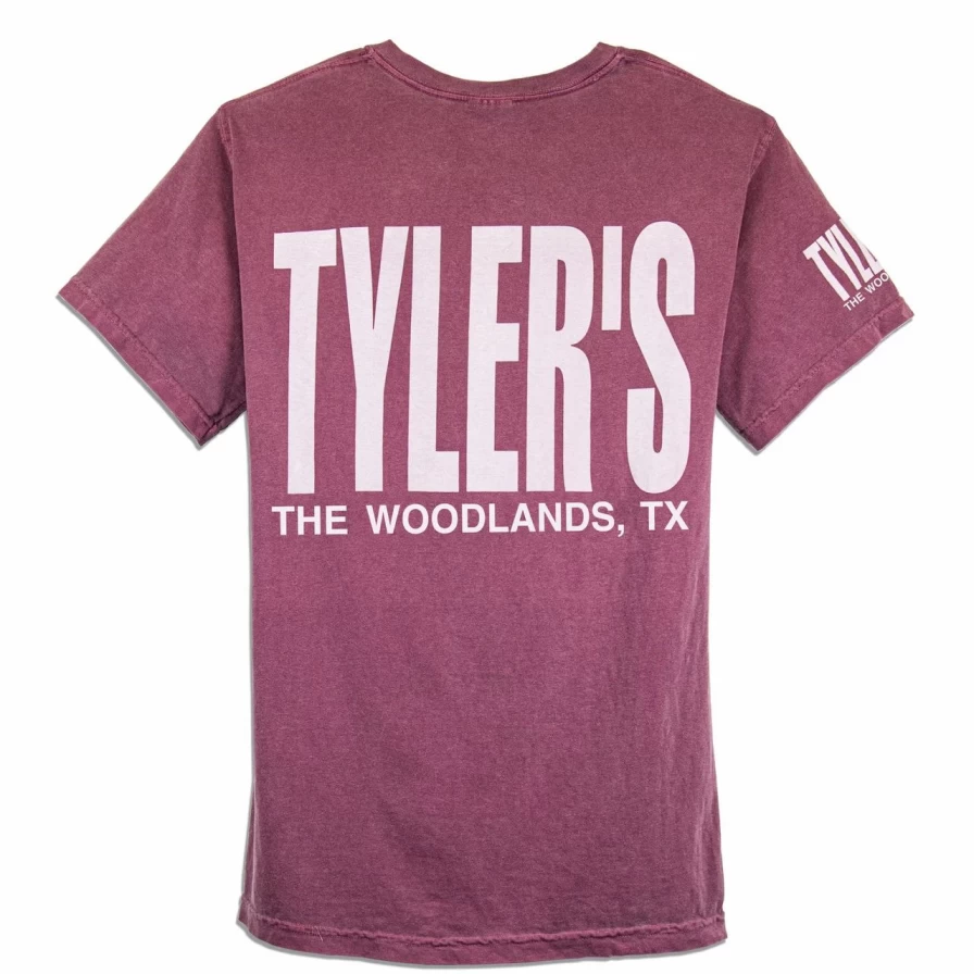 Tyler's Comfort Color Pocket Tee in Berry/White - The Woodlands Vintage Style T-Shirt