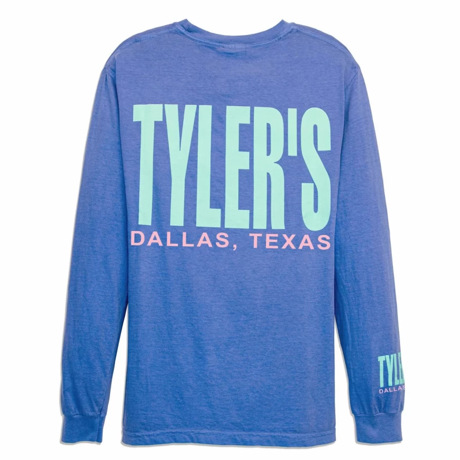 "Blue & Bright Mint Long Sleeve Comfort Color Tee by Tyler's Dallas"