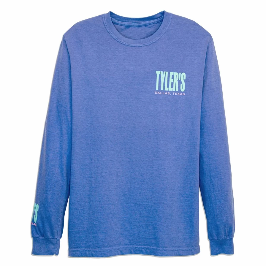 "Blue & Bright Mint Long Sleeve Comfort Color Tee by Tyler's Dallas"