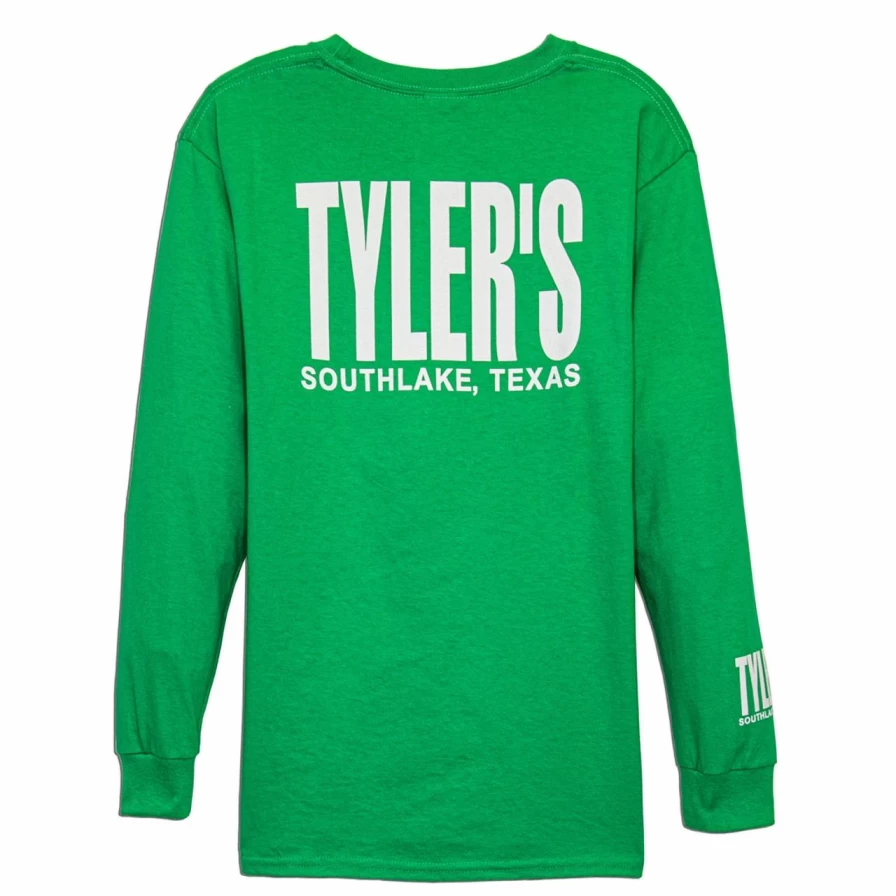 "Kids' Green and White Long Sleeve T-Shirt – Comfortable Cotton Tee for Boys and Girls"