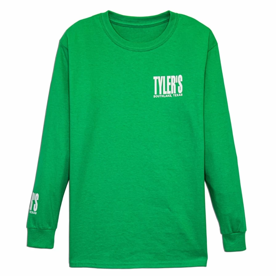 "Kids' Green and White Long Sleeve T-Shirt – Comfortable Cotton Tee for Boys and Girls"