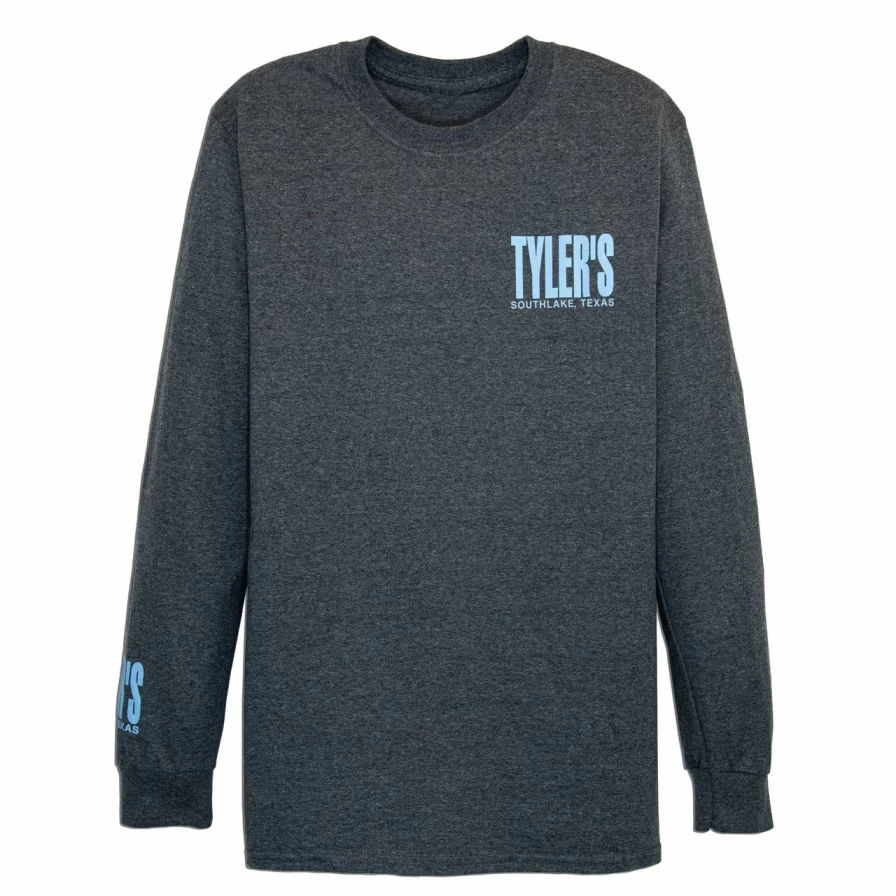Men's Long Sleeve T-Shirt - Dark Heather & Light Blue Casual Tee - Southlake Style Comfort Fit Top