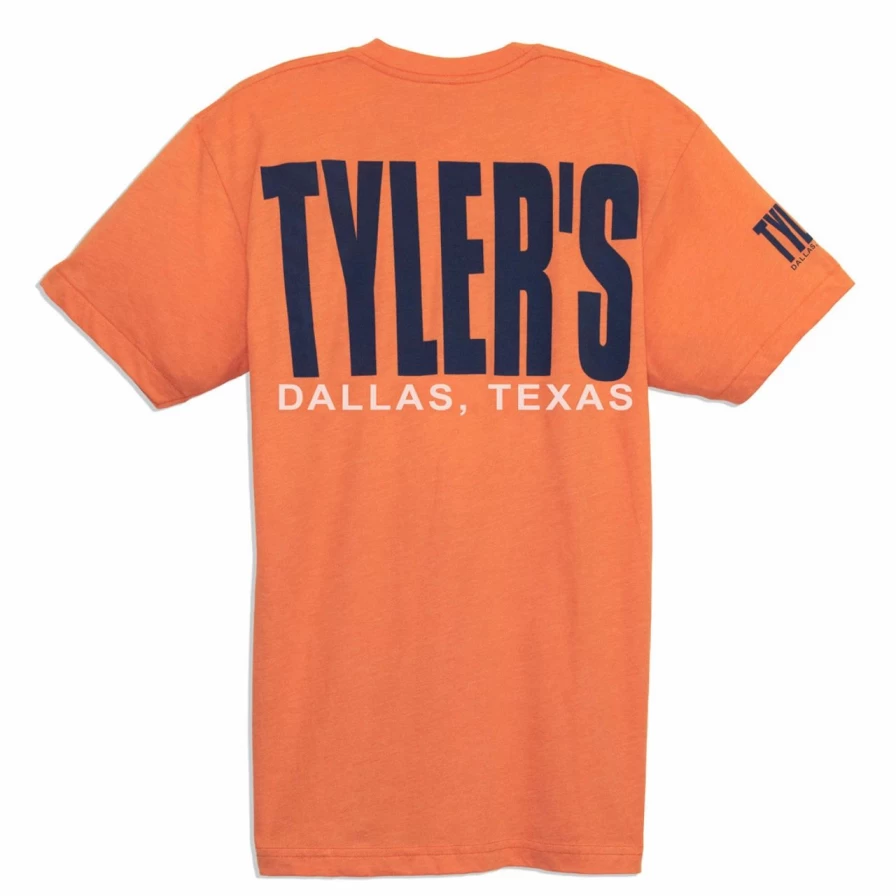 Men's Orange and Navy Track Tee - Dallas Style Casual T-Shirt by Tyler's