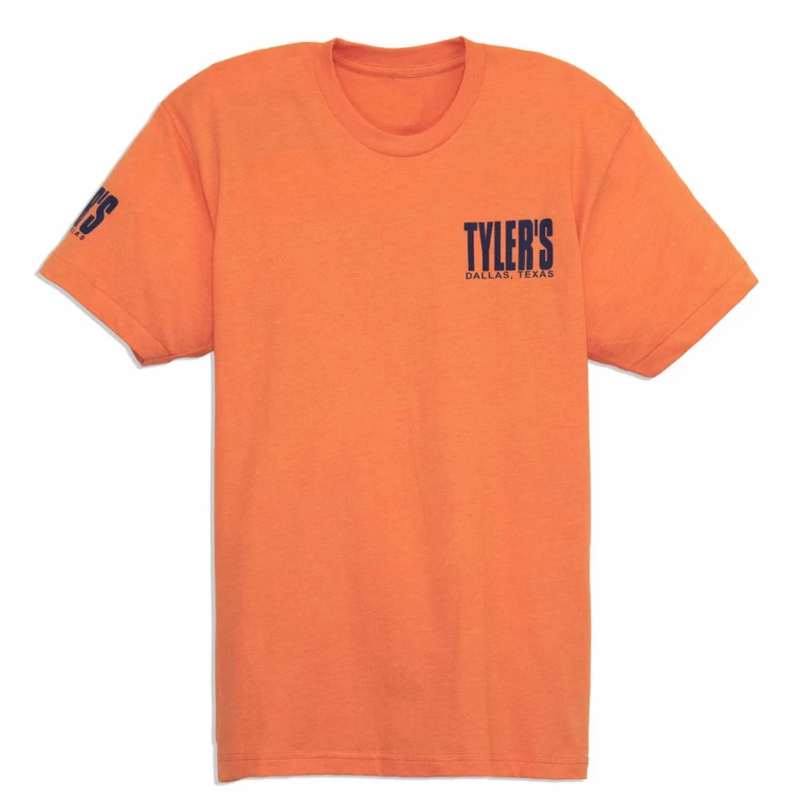 Men's Orange and Navy Track Tee - Dallas Style Casual T-Shirt by Tyler's