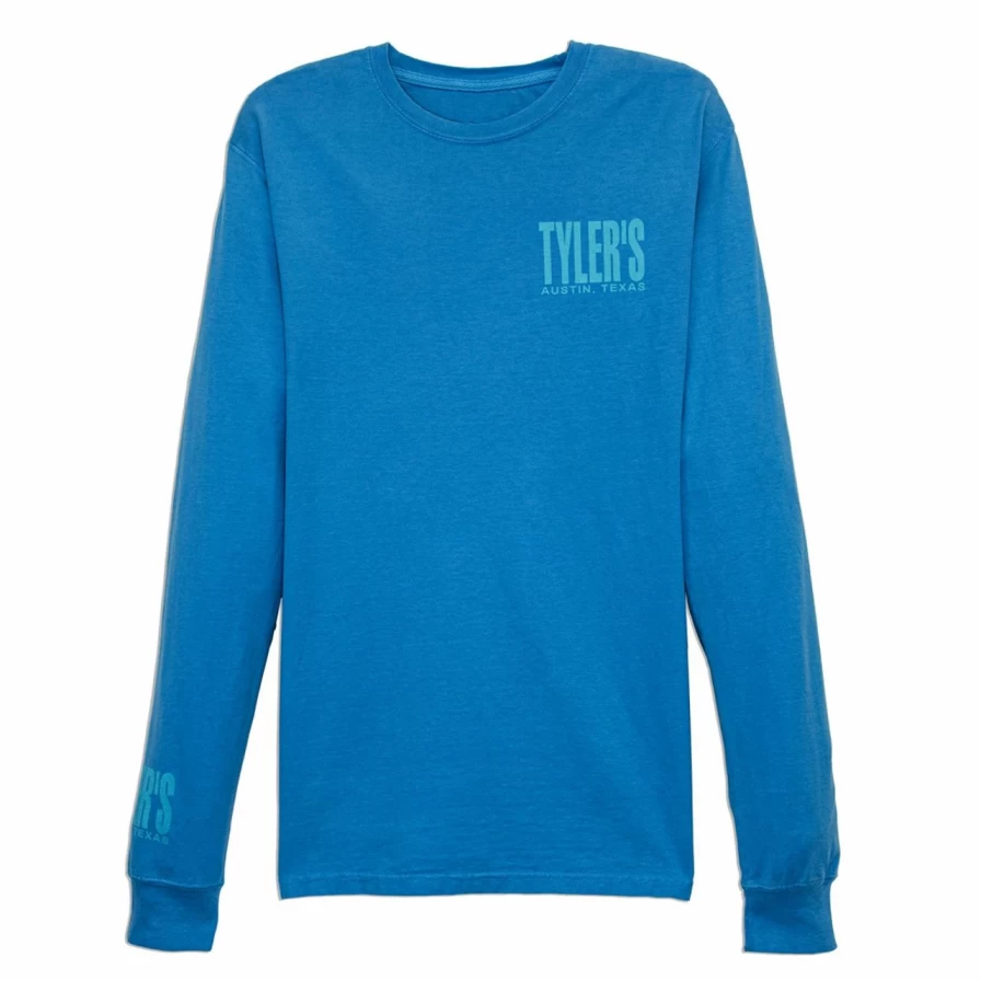 Tyler's Men's Long Sleeve Comfort Color Tee in Summer Sky/Aqua - Soft Casual Shirt