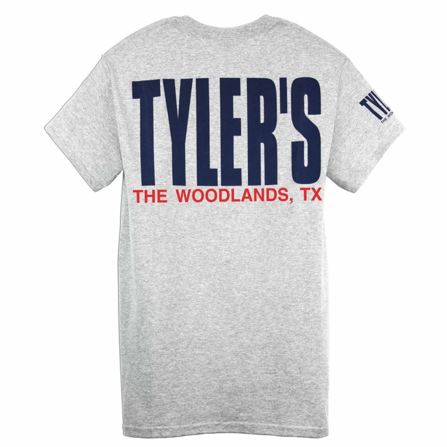 Men's Grey and Navy Striped T-Shirt - Casual Short Sleeve Tee for Everyday Wear