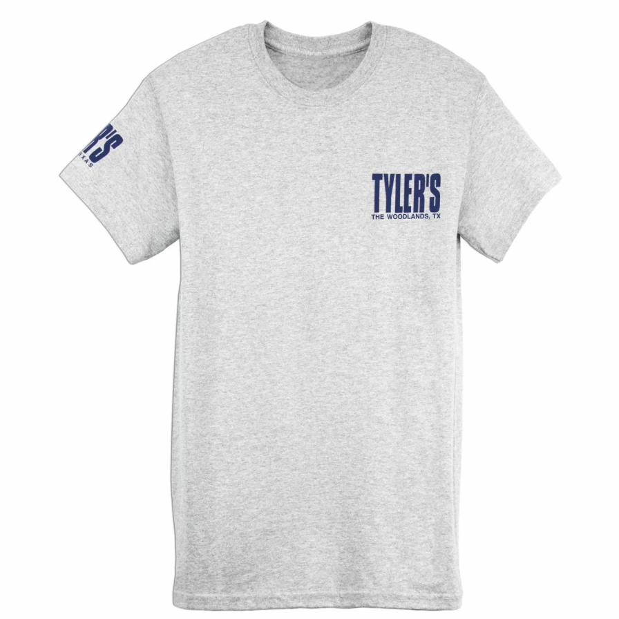 Men's Grey and Navy Striped T-Shirt - Casual Short Sleeve Tee for Everyday Wear