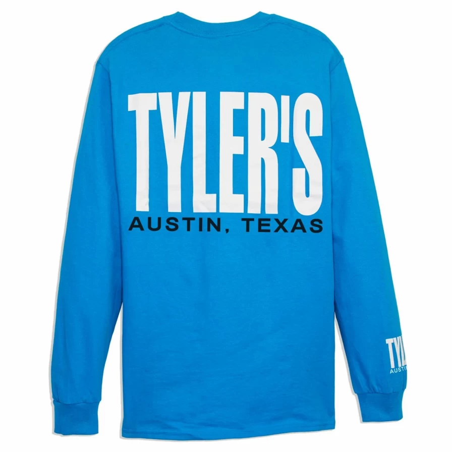 Turquoise and White Long Sleeve T-Shirt by Tyler's - Austin Style Casual Tee