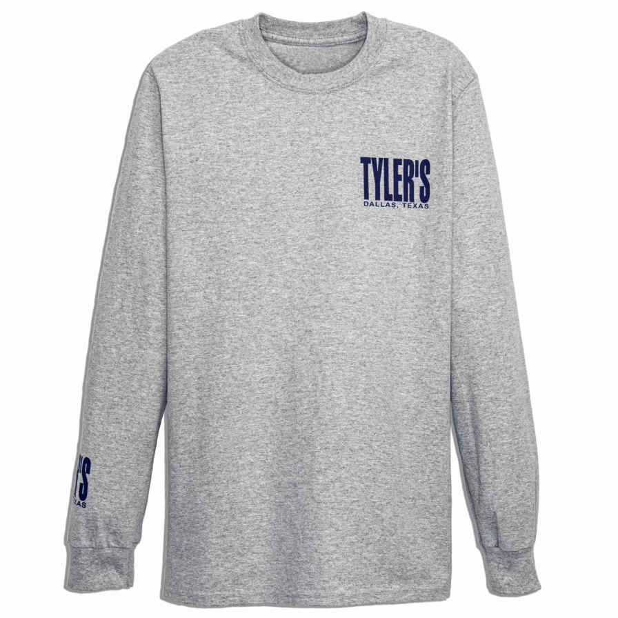 "Tyler's Dallas Grey and Navy Long Sleeve T-Shirt for Men"