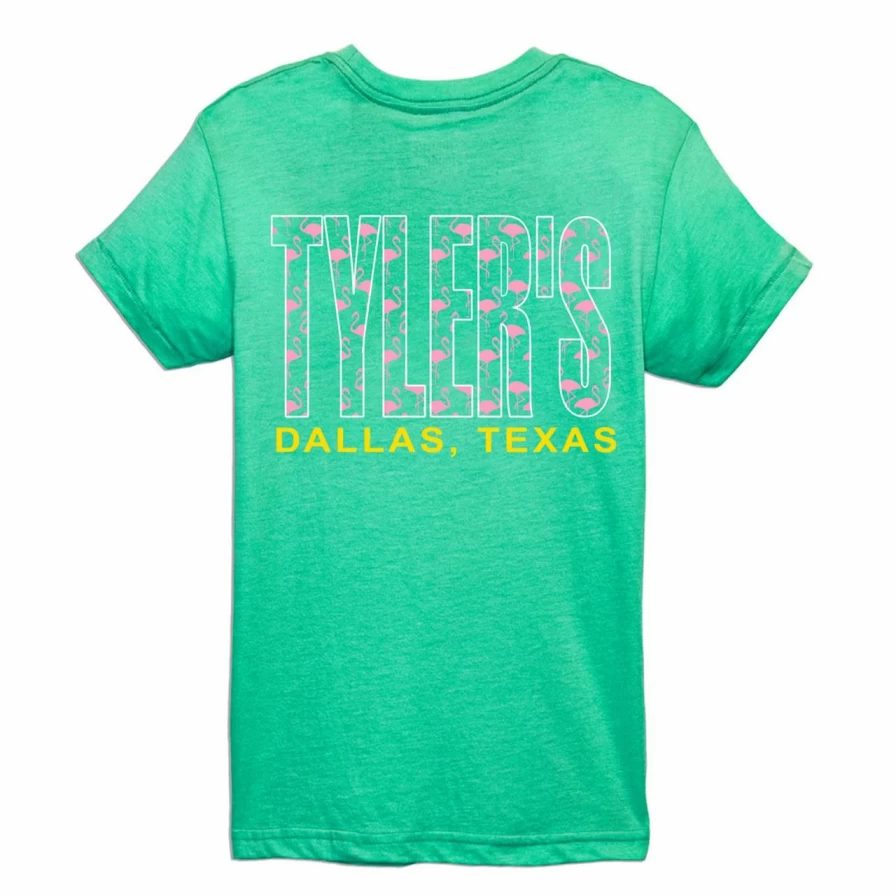 Teal and Flamingo Outline T-Shirt - Tyler's Dallas Graphic Tee