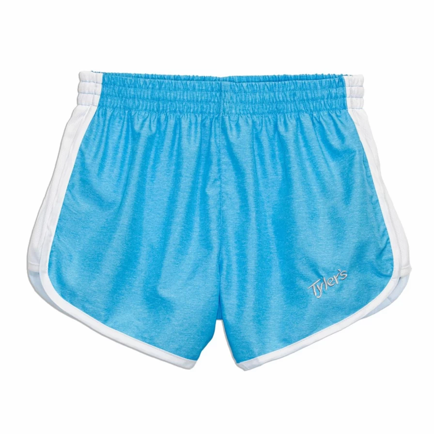 Women's Heather Racer Shorts in Turquoise & White - Comfortable Athletic Running Shorts for Women