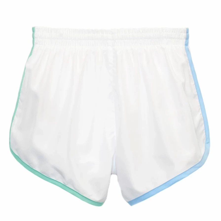 Women's Athletic Racer Shorts - Breathable White & Multicolor Running Shorts for Active Lifestyle