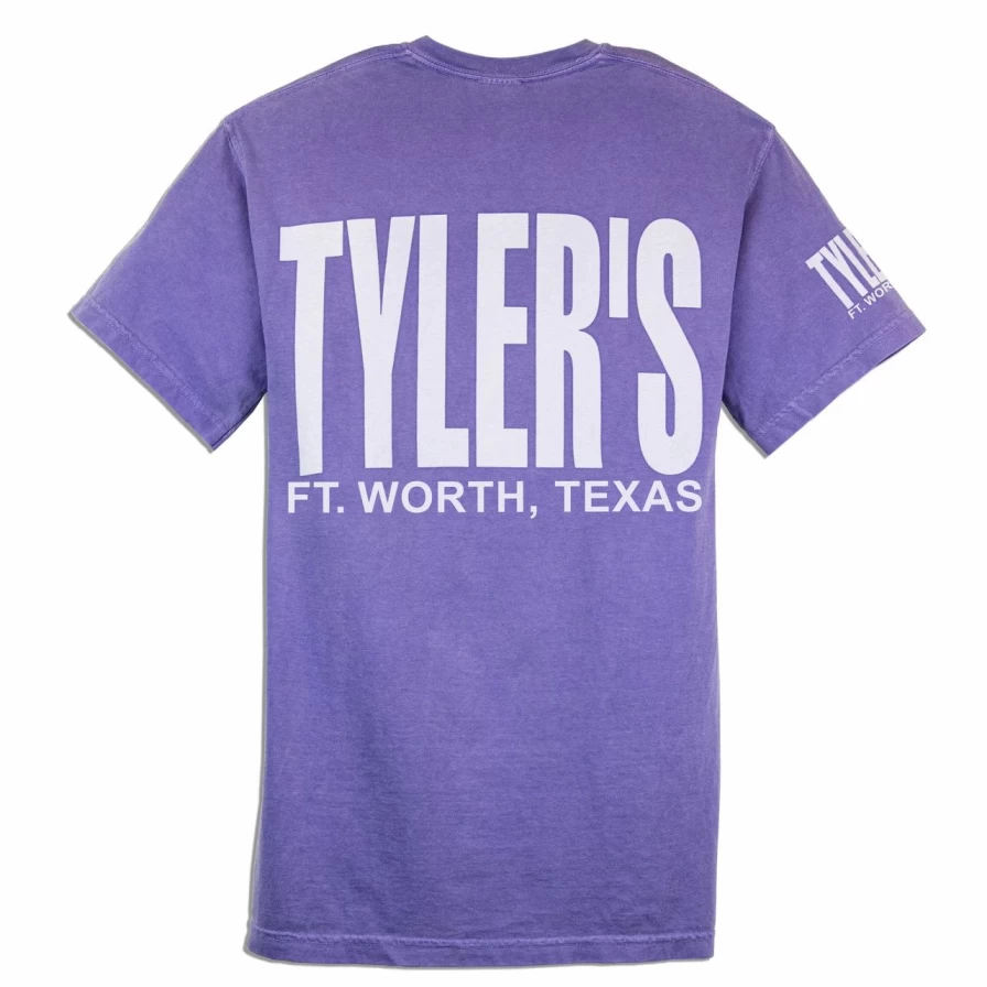 Tyler's Comfort Color Pocket T-Shirt in Violet & White | Soft Vintage Style Tee